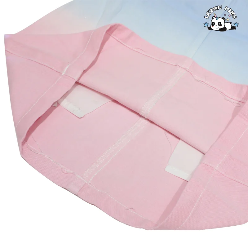 LEZONKIDS - Vestido infantil de jeans com tingimento colorido personalizado de 2024, vendido superior, rosa e azul, para meninas de 2-14T